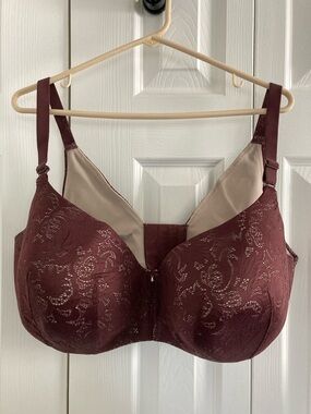 Cacique Women's Full Coverage Underwire Lace Bra - Wine